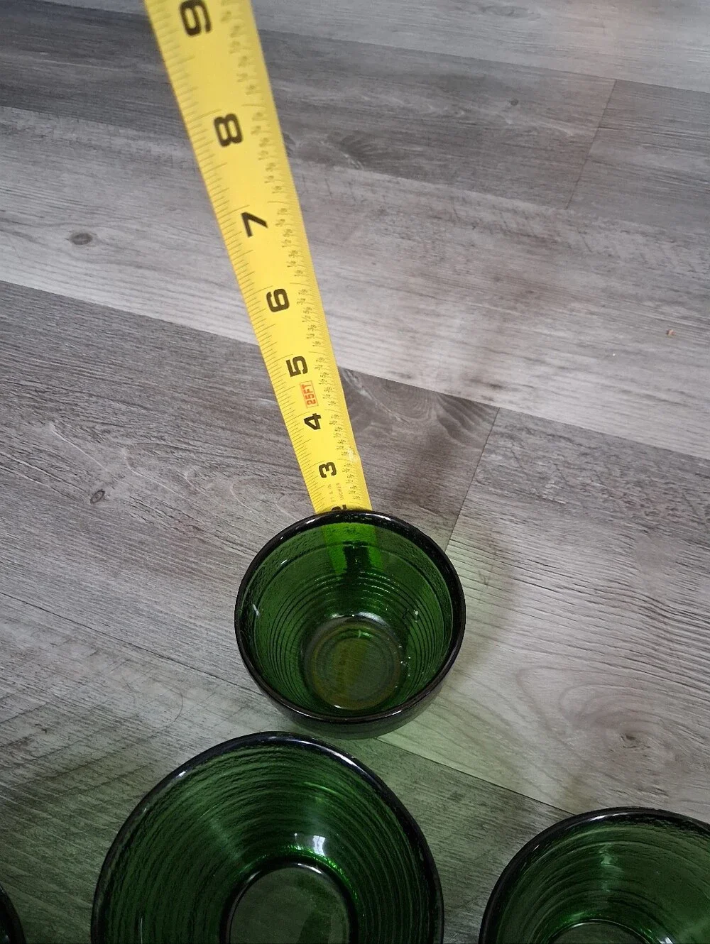 Vintage Green Glass Tumbler Set - 4-Piece